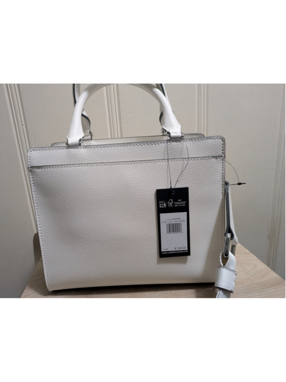 NWT Karl Lagerfeld Paris Maybelle Satchel Love From Paris White Handbag - Picture 4 of 5